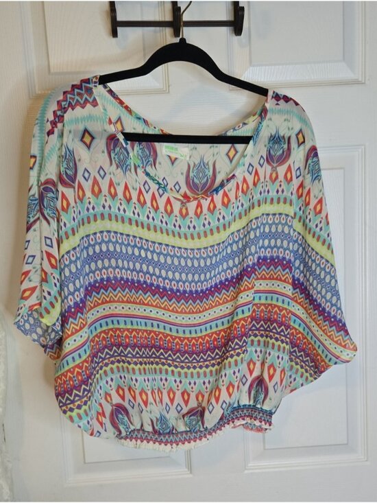 Tops - Boho Printed Dolman Top - Multicolor